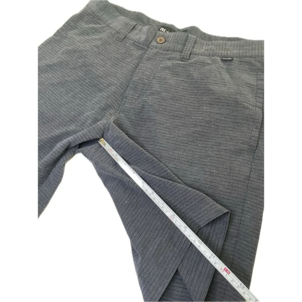 Travis Mathew Shorts Mens 34” L Dark Gray Striped Golf 9.5” Inseam Stretch - Picture 6 of 7